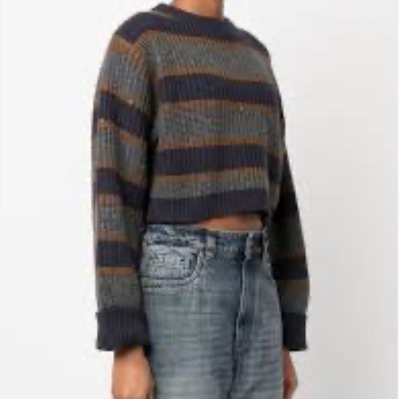 Brunello Cucinelli Striped Gray and Brown Cashmere Sweater size M - Picture 3 of 11